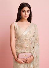 Soft net saree in beige colour